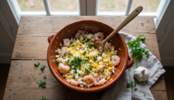 Lenguado con gambas: filetes rebozados con picadillo