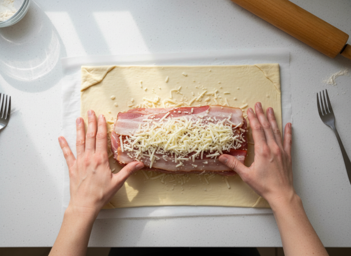 Lomo en hojaldre con bacon y queso: receta al horno