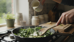 Ostras gratinadas con crema de espinacas