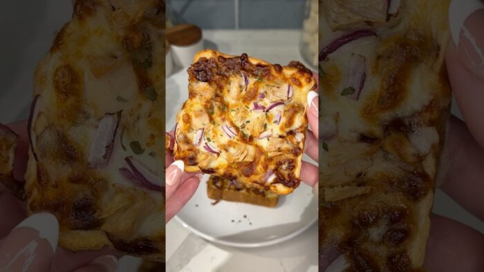 viral bbq chicken air fryer toast recipe 🍗🍞 #cooking #toast #bread #snacks #recipe #shorts #food
