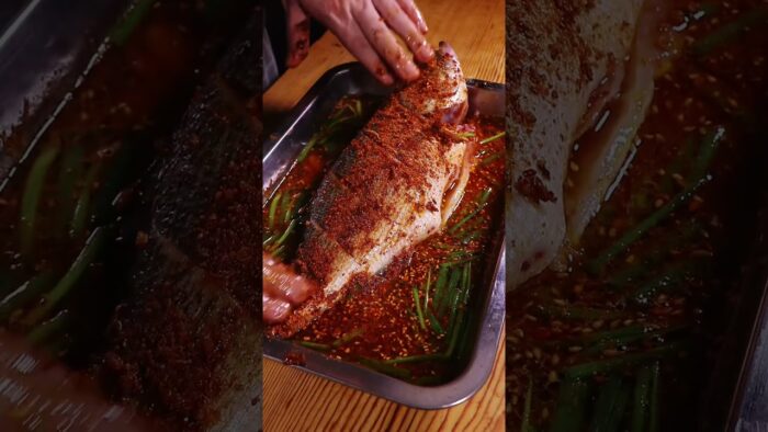 Air Fryer Sea Bass 🐟🔥 Crispy Roasted Fish Recipe | #Shorts