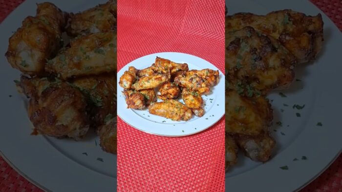 Alitas de pollo con salsa barbacoa en freidora de aire 🔥#shorts #alitasdepollo #freidoradeaire