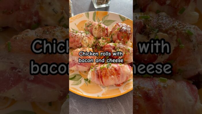 Chicken rolls with bacon and cheese in the aur fryer 😌🥓🧀