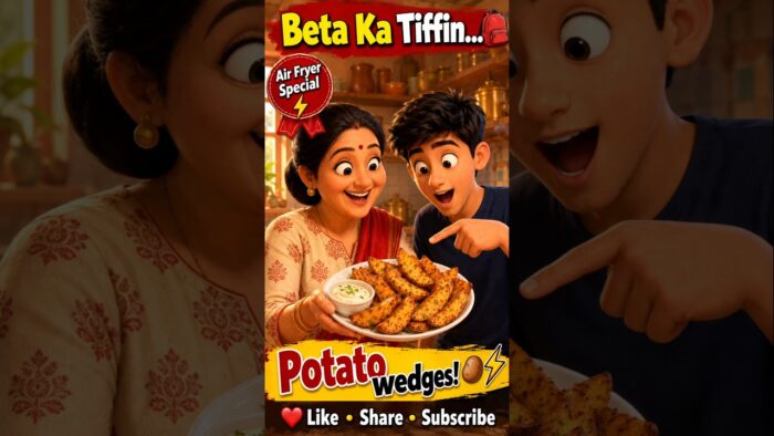 Crispy Potato Wedges | Air Fryer | No Deep Fry | Tiffin Box Special | Recipe in Description#ytshorts