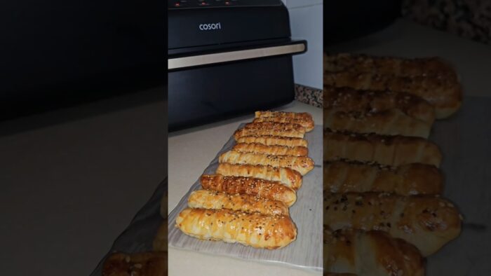 Dedos de salchicha en freidora de aire #airfryer #cocina #recetafacil