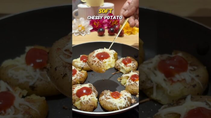 Easy Chesse Smashed Potato Recipe Without Air Fryer #recipe #shorts