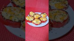 Pimientos rellenos en airfryer con carne y huevo en freidora de aire 😍#shorts #pimientos