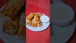 Rollitos crujientes de masa filo con champiñones y huevo en freidora de aire #shorts #rollitos