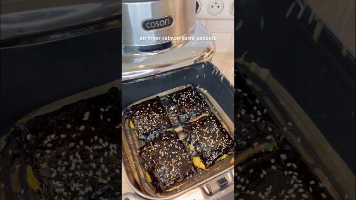 air fryer salmon sushi pockets 🍣 recipe in comments #shorts #sushi #airfryer