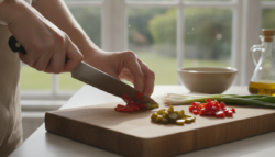Espárragos a la vinagreta con pimientos del piquillo