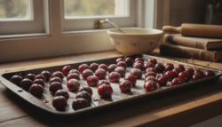 Gratinado de cerezas al kirsch con almendras