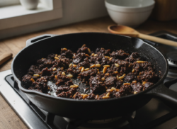 Lasaña de morcilla con pimientos del piquillo