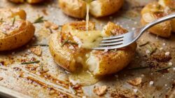 Patatas smash crujientes con parmesano y ajo