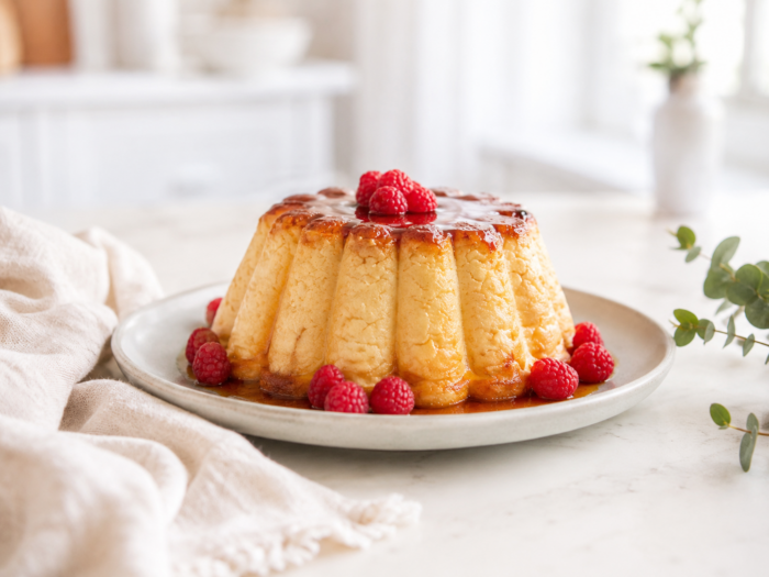Pudin de pan, huevos, leche y pasas