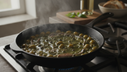 Rodaballo a la plancha con salsa de aceitunas y alcaparras