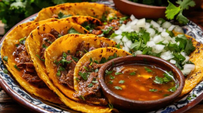Tacos de birria caseros con queso fundido