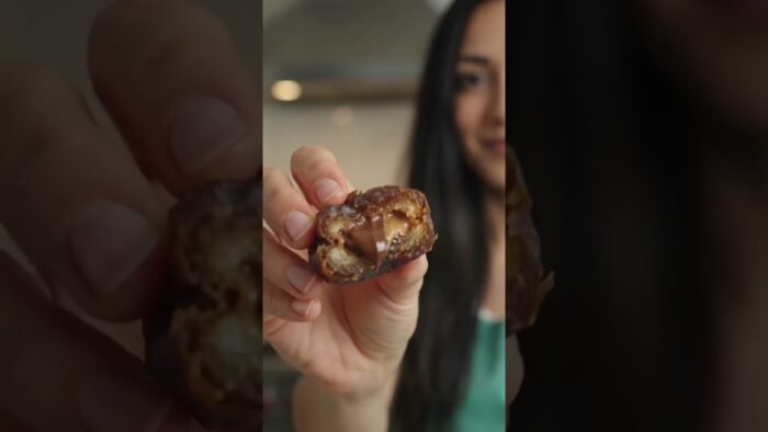 3-Ingredient Air Fryer Stuffed Dates! 🍫🥜🔥 (Healthy Snickers Hack) #shorts