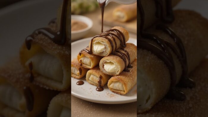 Air Fryer Churro Cheesecake Rolls 🤤 Crispy Outside, Creamy Inside! #Shorts#fypシ゚viral#chocolate