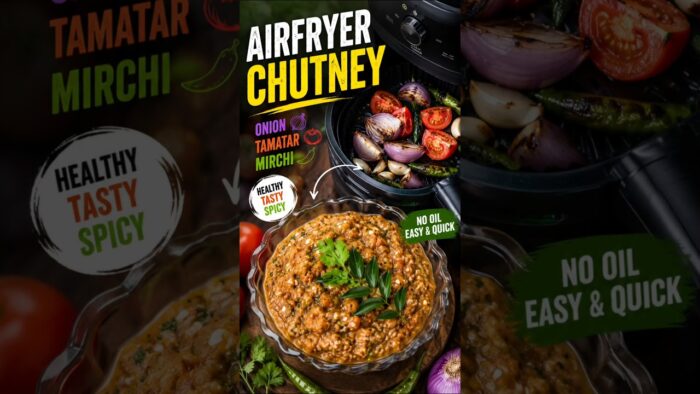Air Fryer Onion Tomato Chutney 😍 | No Oil Chutney Recipe | Smoky & Super Tasty!#viral #food #shorts
