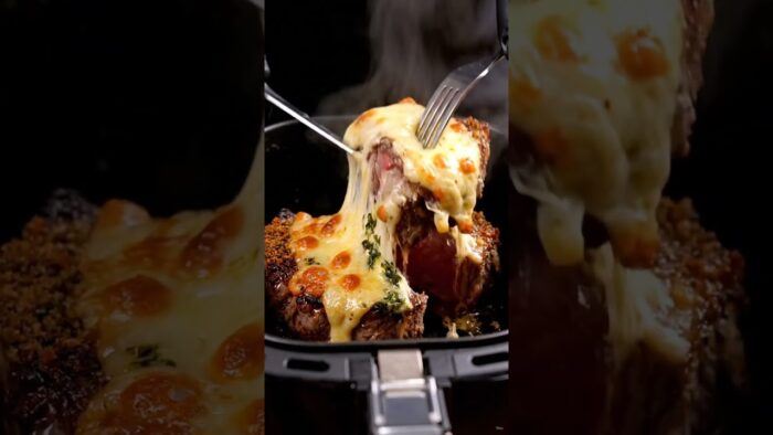 Chimichurri Crusted Sirloin with Smoked Gouda Blanket Air Fryer Recipe #Shorts