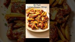 🍋 Crispy Air Fryer Lemon Pepper Chicken Wings  🍗 #recipe #wings #shorts