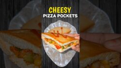 Crispy Cheesy Pizza Pockets Recipe | Easy Pizza Pocket in Air Fryer & Oven | 5 Min Snack