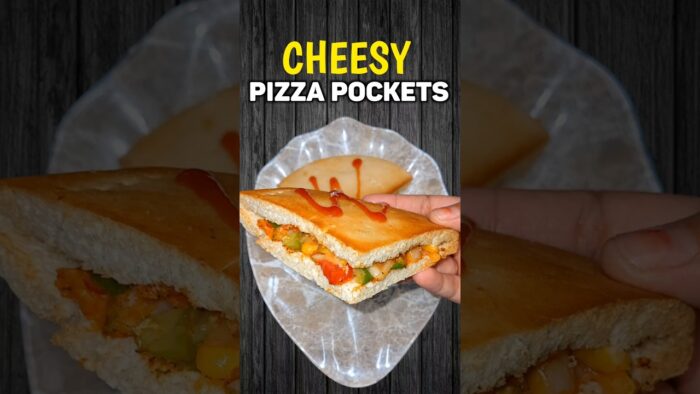 Crispy Cheesy Pizza Pockets Recipe | Easy Pizza Pocket in Air Fryer & Oven | 5 Min Snack