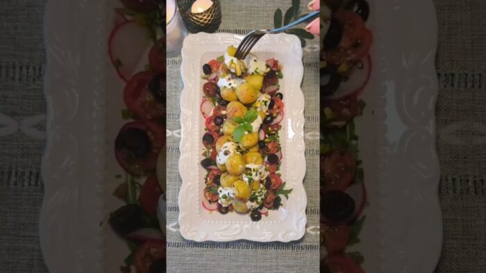 🥗 Ensalada de ñoquis crujientes trufados rellenos de queso. #comidareal #recetasrapidas