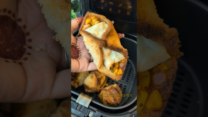 Guilt free Paneer Puff in Air Fryer 🤤😋|| Easy Snacks Recipe🫣😋#shorts #viral #trending #youtubeshorts