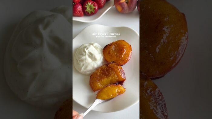 Healthier Dessert Idea: Air Fryer Peaches🍑😍 #summerdessert #easydessert #healthydessert