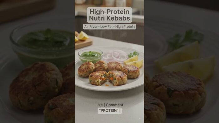 High Protein Nutri Kebabs in Air Fryer | Healthy Snack Recipe | Soya Chunks Recipe #shorts