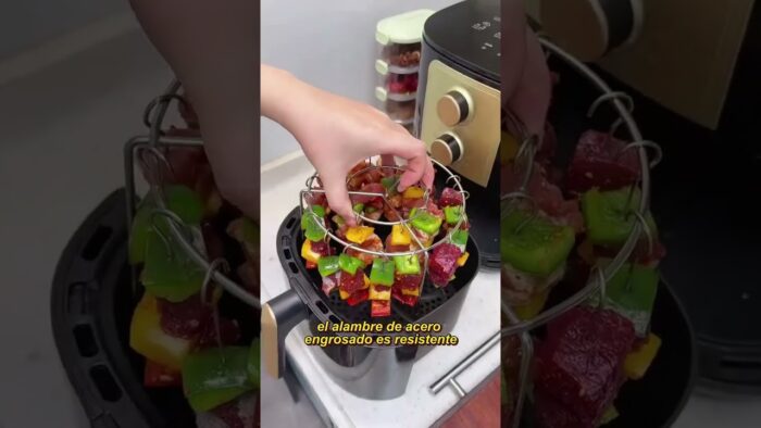 🍖🍗Parrilla de acero inoxidable 304 con 24 brochetas para horno freidora de aire