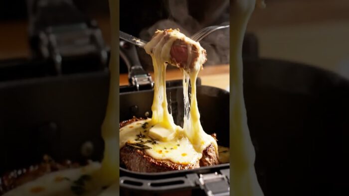 Smoked Gouda Blanket NY Strip Steak Air Fryer Recipe – Ultimate Cheese Pull #Shorts
