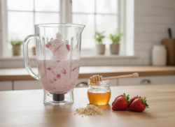 Batido de fresas casero con avellanas y miel