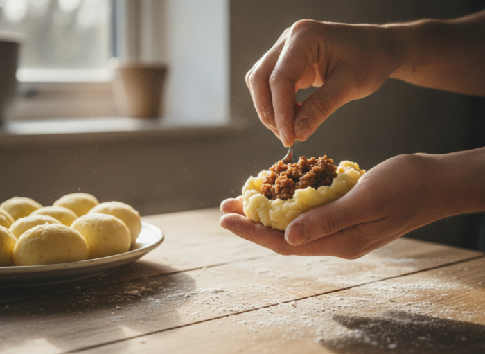 Bombas de carne: croquetas rellenas de patata y carne picada