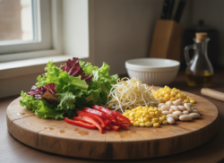 Ensalada china agridulce con brotes de soja