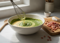 Flan de lechuga salado con jamon: receta facil
