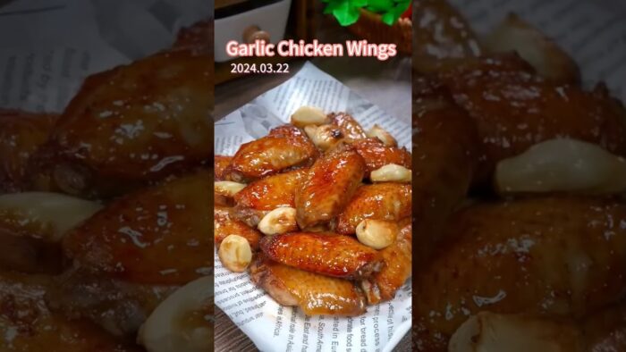 garlic chicken wings 🥖 air fryer day 7 #cooking #recipe #chickenwings #airfryer #food #foodie #trend