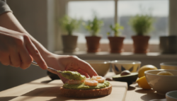 Sandwich de camarones con aguacate y mayonesa de yema