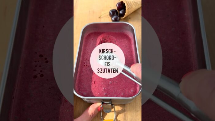 🍒🍫 3 Zutaten, Schoko-Kirsch-Eis🍦 ohne Industriezucker