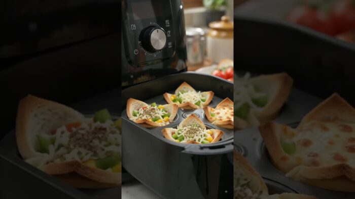 Bread pizza cup in Airfriyer😋 #shorts #food #youtubeshorts #ai #recipe#airfryerrecipes