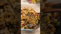 Cheesy air fryer chicken rice
