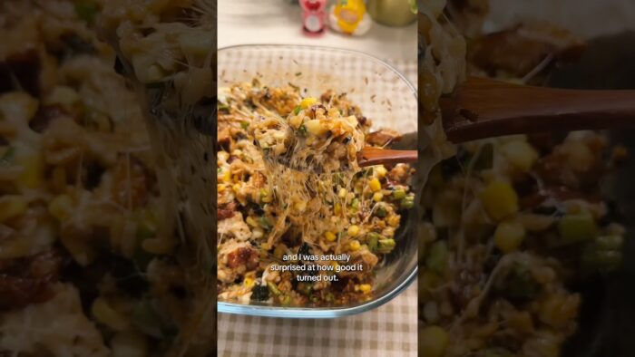 Cheesy air fryer chicken rice
