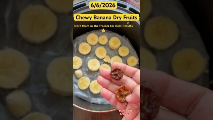 Chewy Banana Dry Fruits using Air Fryer -No added sugar or oil – use wax paper.#newidea #recipe 🙏🏻