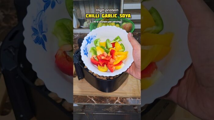 Chili garlic soya in air fryer ,high protein recipe||quick & easy || #foodshorts #shorts #ytshorts