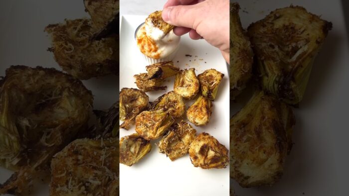 Crispy Air Fryer Artichokes , easy low carb snack #lowcarb #airfryer #recipe