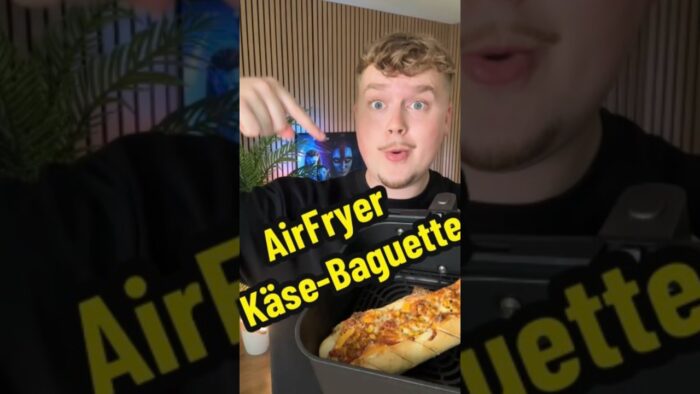 🧄🧀 Gefülltes Airfryer-Baguette in 10 Minuten – unfassbar lecker! 🤤🔥#airfryer #baguette #rezept