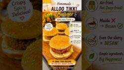 Homemade Alloo Tikki Burger | 50% Healthier | Air Fried Tikkis | Slurry= Besan #burger #healthyfood