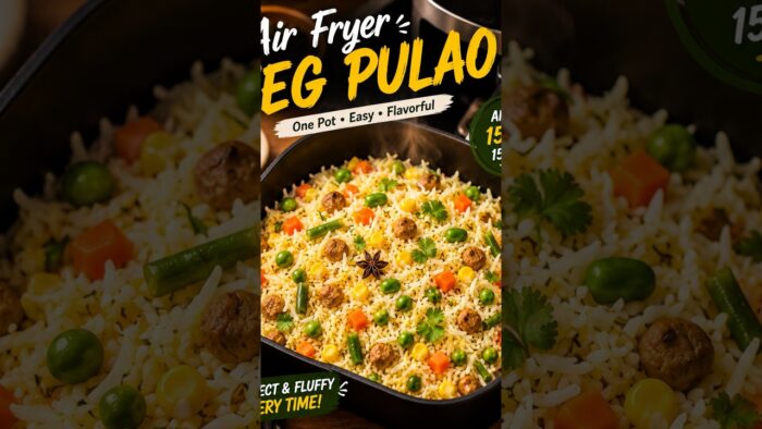 Instant Air Fryer Veg Pulao 🍚 | Quick & Easy Vegetable Pulao Recipe #shorts #pulao