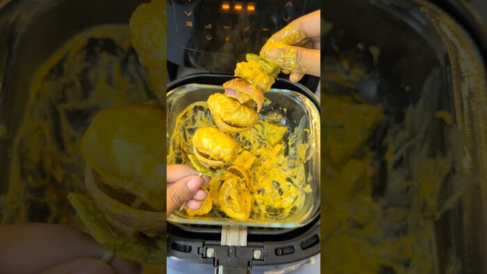 Mashroom Tikka Recipe in Air Fryer 🤤😋|| Kaisa laga jarur batana ❤️#shorts #shortsfeed #recipe #viral
